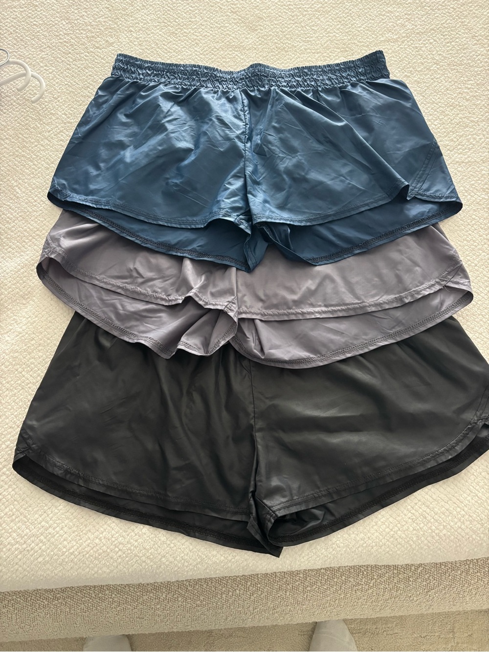 Soffe Women’s Athletic Shorts Pack - Blue, Gray, Black